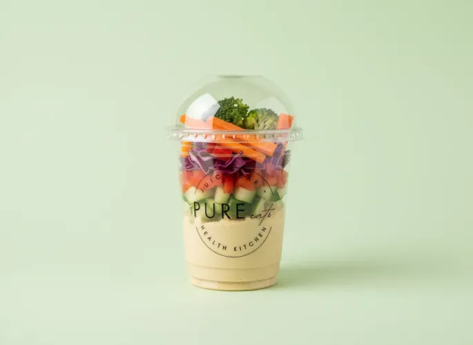 Vegetables and hummus cup