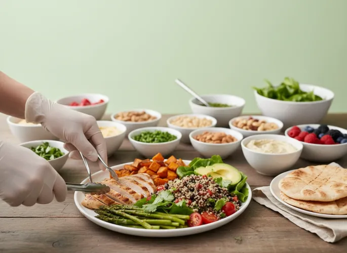 Healthy plate with kitchen