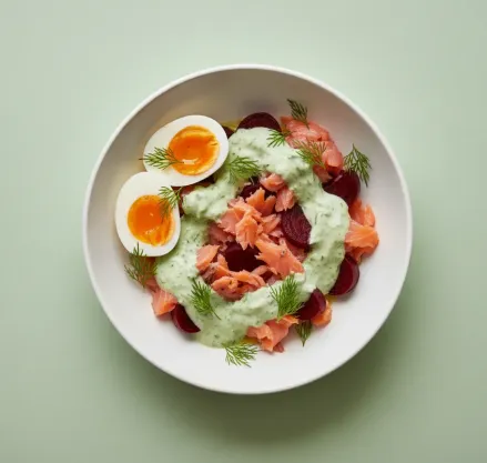 Smoked salmon & fermented beet salad