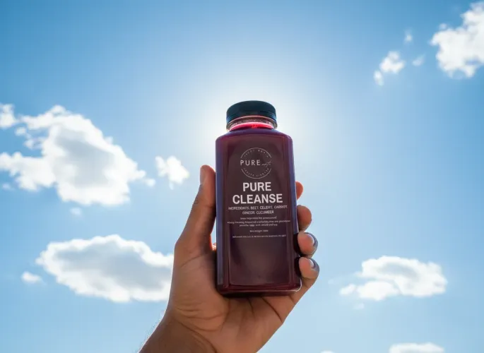 Brown hand holding juice